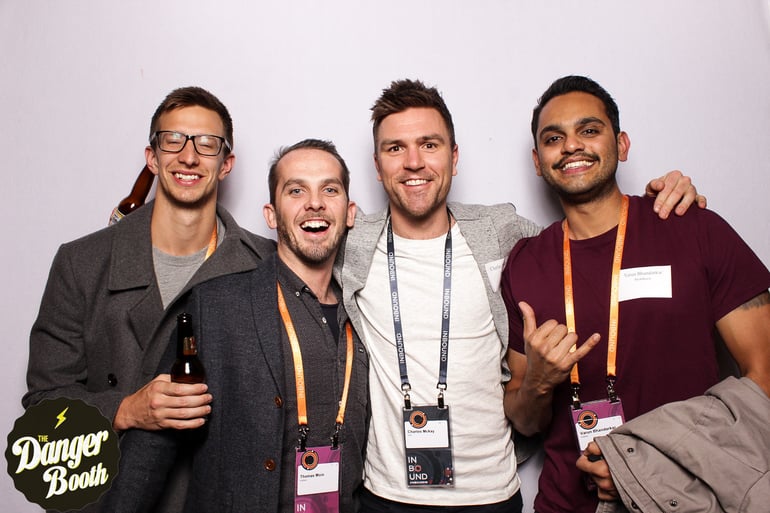 Brent Claremont, Thomas Moin, Charles McKay and Varun Bhandarkar at the international partner party in Inbound.